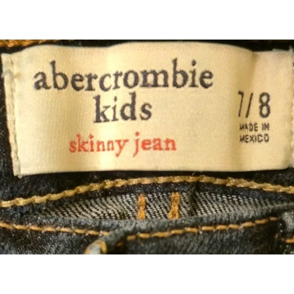Abercrombie Kids Dark Wash Skinny Jeans Size 7/8 Adjustable Waist Indigo Denim